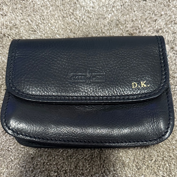 Gianni Conti Handbags - Giani Bernini Black Pebbled Leather Monogrammed Wallet Clutch